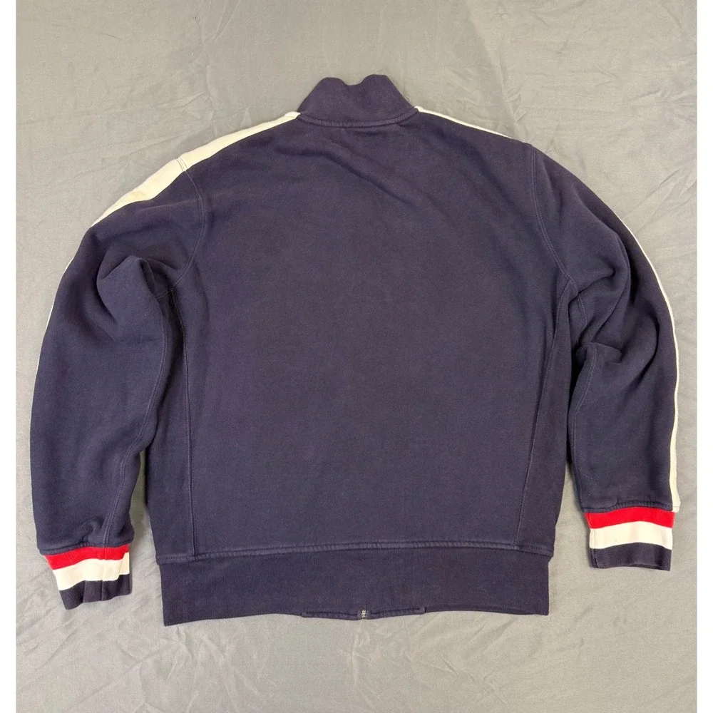 Vintage Y2K Polo Ralph Lauren Mens Navy Blue Waffle Full Zip Track Jacket Size L